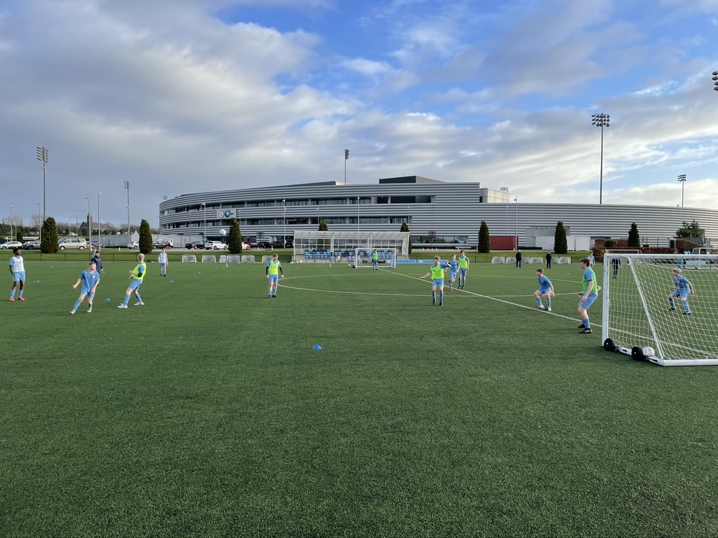 RGS pupils receive Football coaching at the Etihad Stadium